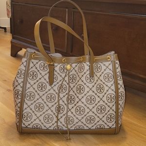 Tory Burch T Monogram Jacquard Print Tote